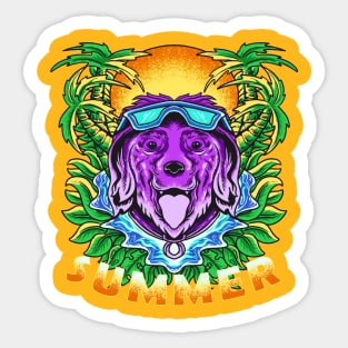 Dog Head Summer Vibes Sticker